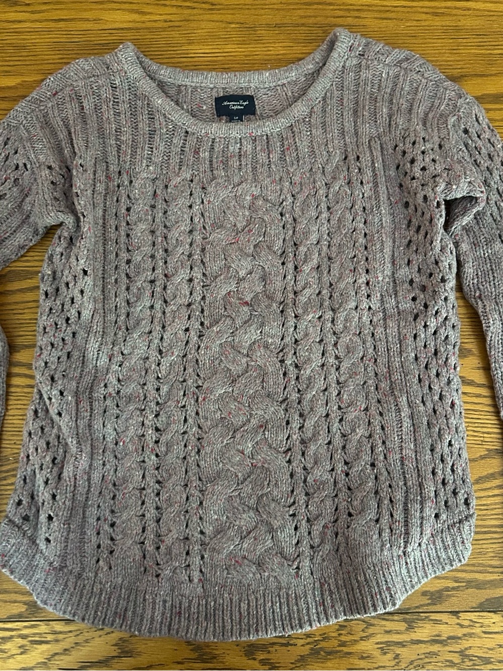 American Eagle Outfitters Cable Knit Scoop Neck Sweater - Dusty Mauve